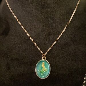 Mermaid pendant bubble flat back turquoise necklace & charm adjustable length​​